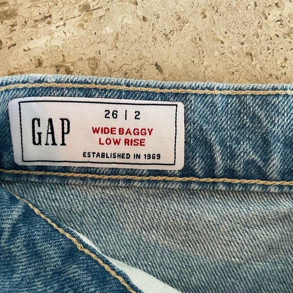 GAP Wide Baggy “Low Rise” Jeans w/ Neon Stripe - Picture 5 of 8